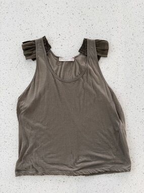 Stella McCartney Olive Ruffle-Shoulder Tank Top Size 40EU
